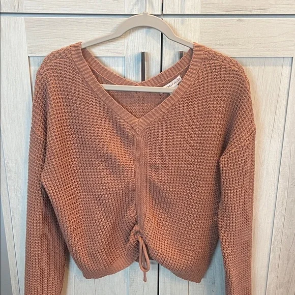 Sincerely Jules V-Neck Sweater - Warm Brown Knit Ballerina Sweater - Picture 6 of 6